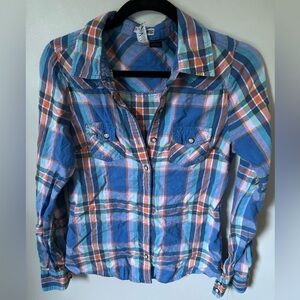 Women’s Blue Plaid Shirt